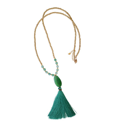 The Sticks and Stones Turquoise Tassel Necklace