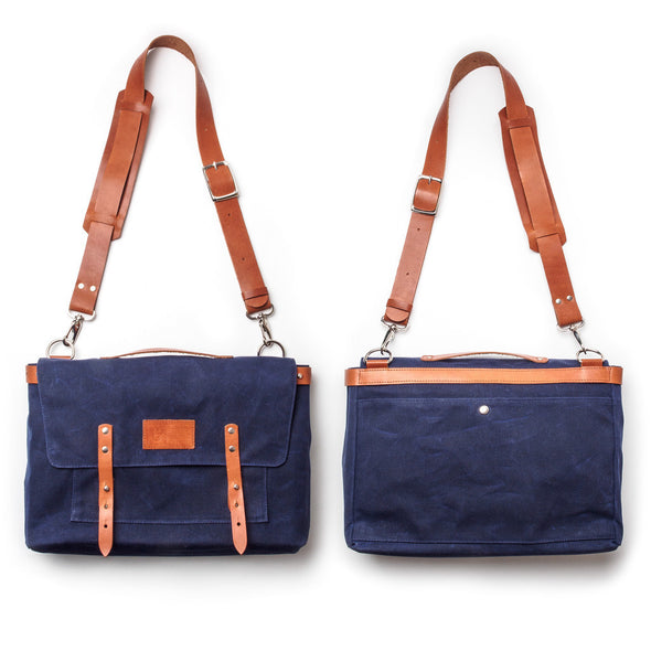 Waxed Canvas Messenger Bag Navy