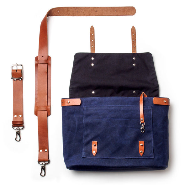 Waxed Canvas Messenger Bag Navy