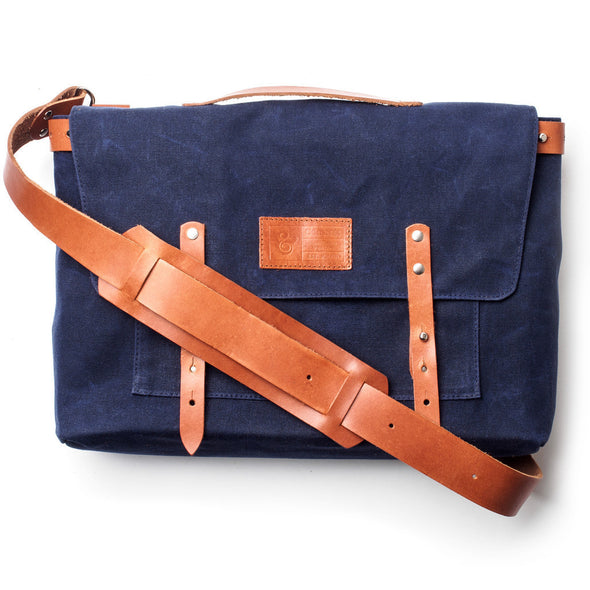 Waxed Canvas Messenger Bag Navy